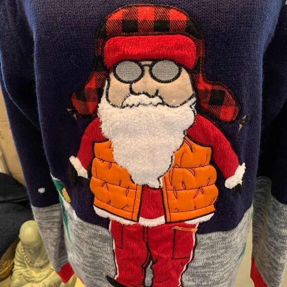 Jolly Sweater Men's Unisex Ugly Christmas Sweater Hunter orange Santa M … - Picture 3 of 12